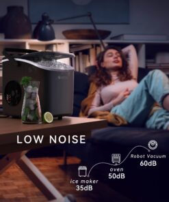 ecozy Portable Countertop Ice Maker - 9 Ice Cubes in 6 Minutes, 26 lbs Daily Output, Self-Cleaning with Ice Bags, Scoop, and Basket for Kitchen, Office, Bar, Party - Black Bullet Ice 1 22 71c9FY 2BL