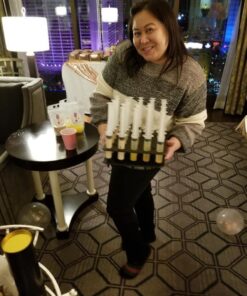 EZ-Inject 25 Pack (1.5oz) Jello Shot Syringes Combo with Tray/Racking Stand - 100% Safe & Reusable Plastic Syringes for Jello Shots - Medium Syringe Shots Holiday & Halloween Party Supplies for Adults 1.5 Ounce (Pack of 25) 10 71c9K0Mg VL