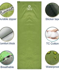 Alternative view of ECOOPRO Warm Weather Sleeping Bag - Portable, Waterproof, Compact Lightweight, Comfort with Compression Sack - Great for Outdoor Camping, Backpacking & Hiking-83 L x 30" W Fits Adults Olive green