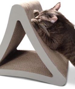 Alternative view of PetFusion 3-Sided Vertical Cat Scratching Post | Available in 18” & 24” | Multiple Angle Cat Scratching Pad, 6 Usable Sides. Scratch, Play, & Perch | 100% Recyclable Cardboard Cat Lounge. 1 Yr Warr Slate Grey Standard Vertical Cat Scratcher