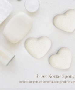 The Beauty Shelf Konjac Sponge Set, 3 Pack Exfoliating and Cleansing Facial Sponges - Pure Konjac Glucomannan - Easy-Grip Heart Shape - for Delicate and Sensitive Skin - Premium Bath Supplies 15 71cDhrBkfFL