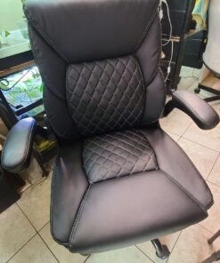 BestEra Office Chair, Executive Leather Chair Home Office Desk Chairs, Ergonomic Computer Desk Chair with Adjustable Flip-Up Arms, Lumber Support Swivel Task Chair with Rocking Function (Black) Black 32 71cFzSdfbAL