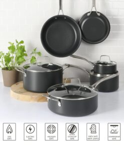 Martha Stewart Bosworth 10 Piece Hard Anodized Nonstick Aluminum Cookware Set - Black 21 71cGEZaMYOL