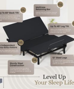 Sven & Son Essential Adjustable Bed Base (Frame Only), Easy Assembly, Head and Foot Lift, Memory Positions, Zero Gravity, Wireless Remote - Queen Adjustable Base Frame Only 13 71cGt4tRaHL 1