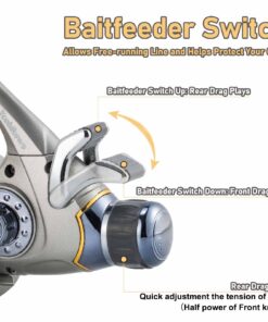 Yoshikawa Baitfeeder Spinning Reel Fishing 5.5:1 11 High Power Stainless Ball Bearings 30Lb Drag Right Left Hand Saltwater Freshwater Reversible Front Rear Drag Live Liner 3000-6000 5000 16 71cHIEReL0L