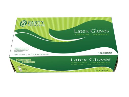 Party Bargains Latex Gloves | Allergy Free Food Save Disposable Powder Free Plastic Comfort Glove Set Perfect for Serving in Wedding, Parties, Events - Large | Pack of 100