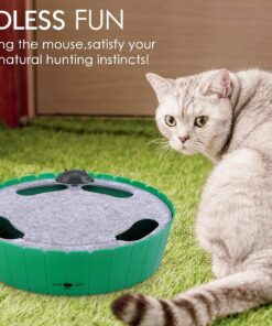 Pawaboo Interactive Cat Toy with Running Mouse, Electronic Motion Cat Toy Automatic Teaser for Indoor Cats, Pop and Play Hide Seek Cat Toy Hunting Mouse for Pet Cat Kitten Play Fun Exercise, Green 15 71cI5tYSvJS