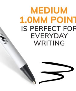 BIC Clic Stic Black Retractable Ballpoint Pens, Medium Point (1.0mm), 12-Count Pack, Round Barrel Design for Comfortable Writing 12 Count (Pack of 1) 10 71cJosVDrAL