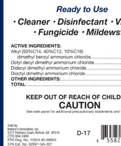 BenzaRid Medical Grade Professional Disinfectant Spray Household Ready, Liquid Surface Sanitizer & Virucide | Kills MRSA, H1N1, Norovirus, Avian Flu & More |EPA Registered, Pet & Kid Safe | 32 oz 32oz Spray 14 71cKm35BxvL