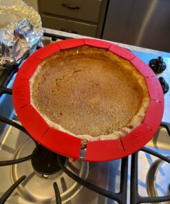 Talisman Designs Baking Pie Crust Shield Protector Cover for Edges of Pie - 8-inch to 11.5-inch Adjustable Silicone Baking Accessory for Making the Perfect Pie | Set of 1 Red Pie Shield - Set of 1 33 71cMVHEL6L