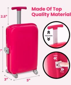 18 Inch Doll Accessories Play Travel Set - 16 Pcs Suitcase Luggage Carrier with Sunglasses, Passport, Tickets, Camera, and More, Beverly Hills Doll Collection Suitcase Set 13 71cMYTTxETL