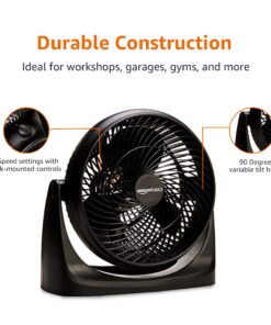 Amazon Basics 3 Speed Small Room Air Circulator Fan, 11-Inch, Blade, Black, 7.6"D x 14.8"W x 14.1"H 29 71cMlHLSjmL