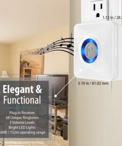 Fosmon WaveLink Door Chime Driveway Alarm Guard Wireless Motion Sensor (500 Feet, 58 Tunes, 5 Volume Levels, LED Indicators) Motion Detector Home/Business/Store Entrance Alert (1 Receiver + 2 Sensor) 1 Receiver + 2 Motion Sensor 15 71cMmXFaX6L