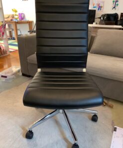 Amazon Basics High-Back Executive Swivel Office Desk Chair with Ribbed Puresoft Upholstery, Lumbar Support, Modern Style, 23.9"D x 24.69"W x 41.5"H, Black 73 71cNKXeShiL