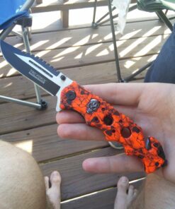 Tac Force Assisted Opening Rescue Glass Breaker Bright Red Skull Design Hunting Camping Tatical Pocket Knife 44 71cNYzqI6CL