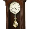 Howard Miller Malia Wall Clock 625-466 - Cherry Bordeaux Finish, Brushed Brass Round Pendulum Bob, Home Decor, Quartz Single-Chime Movement, Volume Control