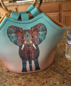 Artovida Artists Collective Lunch Purse | 11 x 15 x 6 Inches Large Reusable Insulated Lunch Tote with Inside Pocket - Design by Monika Strigel (Germany) Elephant - Bamboo Monika Strigel (Germany) - Boho Summer Elephant 42 71cNoxVCfLL