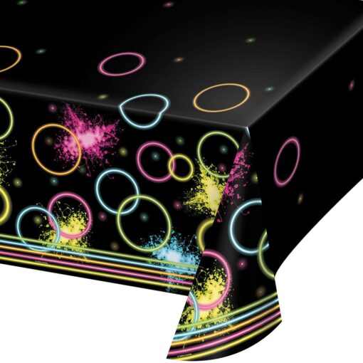 Creative Converting 318135 All Over Print Plastic Tablecover, 54 x 102, Glow Party 1