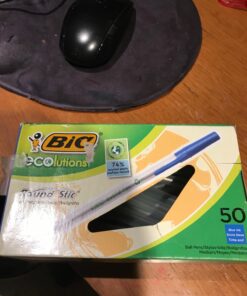 BIC Ecolutions Round Stic Ballpoint Pens, Medium Point (1.0mm), 50-Count Pack, Blue Ink Pens Made from 97% Recycled Plastic 50 Count (Pack of 1) 25 71cOZp2v8wL