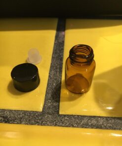 Vivaplex 24, Amber, 2 ml (5/8 Dram) Glass Bottles, with Orifice Reducers and Black Caps 19 71cP3I71H L