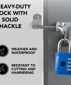 Alternative view of Padlock 4 Digit Combination Lock - for Gym School Locker, Outdoor Gate, Shed, Fence, and Storage - Weatherproof Metal - Keyless, Easy to Set, Resettable Locker Lock - Blue