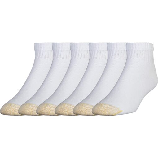 GOLDTOE Men's 656p Cotton Ankle Athletic Socks, Multipairs Large White (6-pairs)