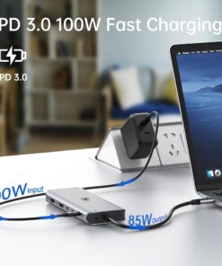 USB C Laptop Docking Station 3 Monitors, 13 in 1 USB C Hub with Dual HDMI+DisplayPort+10Gbps USB A/C, 100W PD, 6 USB, Ethernet, SD/TF, Audio, USB C Dock with iPhone 15/Mac/Dell/HP/Surface/Steam Deck 13-in-1(Dual HDMI+DisplayPort) 27 71cQOXBpeGL
