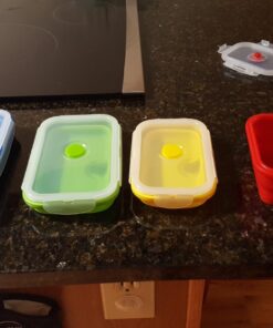Kitchen + Home Thin Bins Collapsible Containers – Set of 4 Rectangle Silicone Food Storage Containers – BPA Free, Microwave, Dishwasher and Freezer Safe 23 71cRHwhcP L