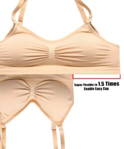HOFISH 3PACK Full Bust Seamless Nursing Maternity Bras Bralette S-XXL with Extra Bra Extenders & Clips X-Large Blackbeigepink 23 71cRdRweEoL 1