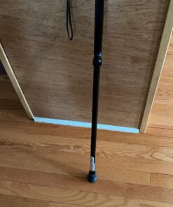 Vaunn Medical Easy Grip™ Height Adjustable Folding Cane/Walking Stick with Strap/Pouch- Compact, Portable, and Safe Walking Assistant- Non-Slip Grip Handle- Men, Women, Elderly, Disabled, Pregnant Black With Gray Handle 34 71cRmgOw5WL