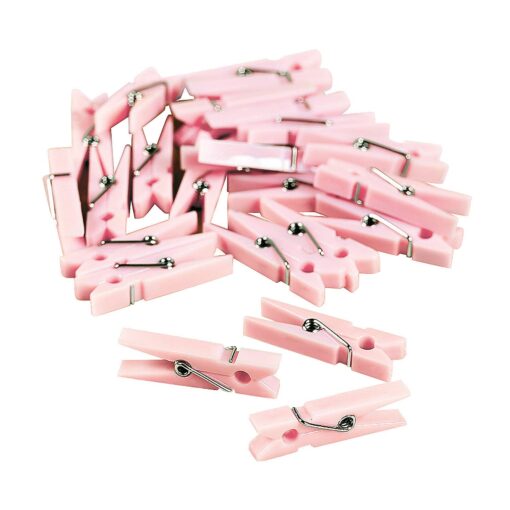 Fun Express Baby Pink Mini Clothespin Baby Shower Party Favors - 48 Pieces