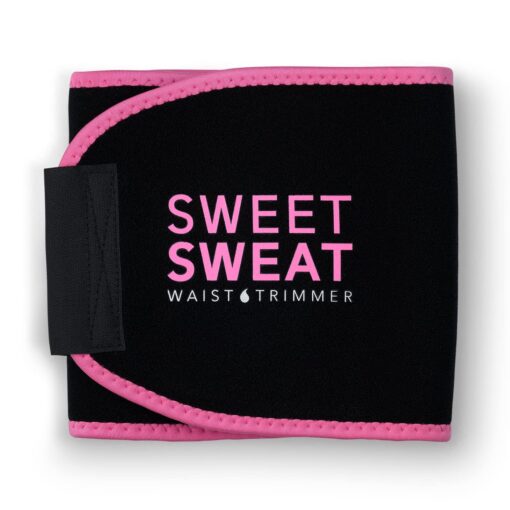 Sweet Sweat Waist Trimmer for Women and Men - Sweat Band Waist Trainer for High-Intensity Training & Workouts, 5 Sizes Medium Black/Pink