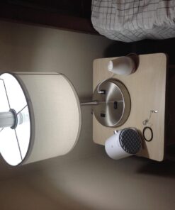 360 Lighting Colby Modern Desk Table Lamp with Hotel Style USB and AC Power Outlet in Base 21" High Brushed Nickel White Linen Drum Shade for Living Room Bedroom House Bedside Reading Home 32 71cSj4ca EL