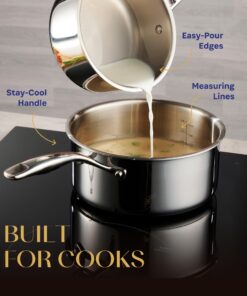 Legend 5 Ply 14 pc All Stainless Steel Heavy Pots & Pans Set | Professional Quality Cookware 5ply Clad Home Cooking & Commercial Kitchen Surface Induction Oven Safe | Non-Teflon PFOA, PTFE & PFOS Free Stainless Steel 5-Ply 36 71cTrkzzhYL