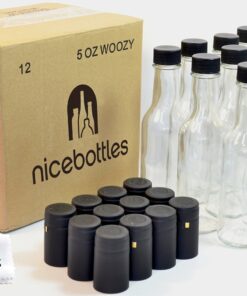 nicebottles Clear Glass Woozy Bottles with Shrink Capsules, 5 Oz, Case of 12 5 Oz with Screw Caps & Shrink Capsules - Pack 12 19 71cUovxACdL