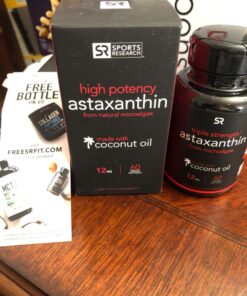 Sports Research Triple Strength Vegan Astaxanthin Supplement from Algae - Plant Based Softgels for Antioxidant Activity, Skin & Eye Health - Non-GMO Verified, Made with Coconut Oil - 12mg, 60 Count 60 Count (Pack of 1) 12mg Vegan 38 71cUzw1jDHL