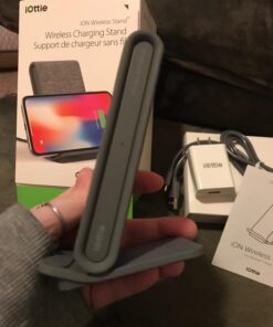 iOttie Ion Wireless Fast Charging Stand, Qi-Certified Charger 7.5W for IPhone XS Max R 8 Plus 10W for Samsung S9 Note 9, Includes USB C Cable & AC Adapter, Ash 41 71cVkKHKoL