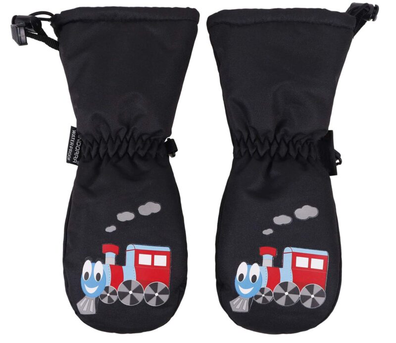 Catalog 3 ANDORRA Kids Insulation Ski Mittens Boys Girls Snow Mittens Winter Gloves Black/Train S(4-6Y)
