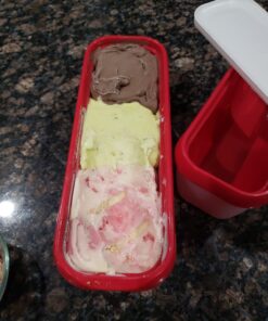 StarPack Long Scoop Reusable Ice Cream Containers with Lids (2-Pack) - Ice Cream Container for Home Made Ice Cream Storage, Soup & Food Storage - Durable Ice Cream Freezer Containers with Style! 2 Pack Cherry Red 42 71cXUVqbs1L