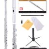 Mendini By Cecilio Flutes - Closed Hole C Flute For Beginners, 16-Key Flute with a Case, Stand, Lesson Book, and Cleaning Kit, Musical Instrument for Kids, Silver Plated 10 71caRpLU6YL