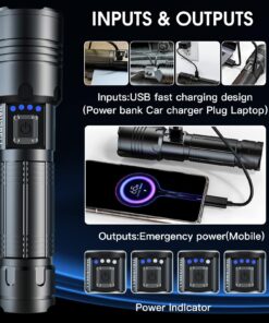 HAUSBELL A300 Rechargeable flashlights 20000 Lumens Super Bright Zoomable Waterproof Tactical Camping LED Flashlight with 5 Modes (Battery exclude) A300 1PACK 25 71ccL1dpqrL