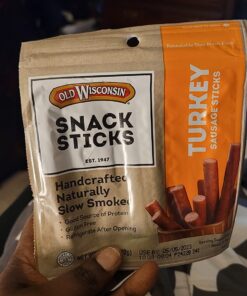 Old Wisconsin Turkey Sausage Snack Sticks, Naturally Smoked, Ready to Eat, High Protein, Low Carb, Keto, Gluten Free, 6 Ounce Resealable Package 29 71cckdpop3L