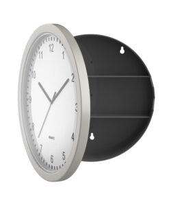 Clock Safe:10-Inch Battery-Operated Analog Clock with Hidden Wall Safe for Jewelry, Cash, Valuables, and More by Trademark Home (Silver) 27 71cclbpF L