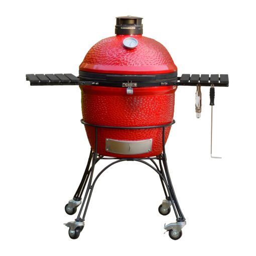 Kamado Joe KJ23RHC Classic Joe II 18-inch Charcoal Grill with Cart and Side Shelves, Blaze Red Classic II