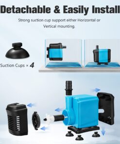 KEDSUM 550GPH Submersible Pump(2500L/H, 40W), Ultra Quiet Water Pump with 5ft High Lift, Fountain Pump with 6.5ft Power Cord, 3 Nozzles for Fish Tank, Pond, Aquarium, Statuary, Hydroponics Blue 30 71cec9a4GoL