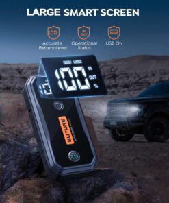 BUTURE 5000A Car Battery Jump Starter (All Gas/10L Diesel) Smart Portable Car Jump Starter Battery Pack, 12V Safe Jump Box Car Jumper Starter with Extended Jumper Cables, Fast Charge, 160W DC, Lights 39 71cfx7IP8L