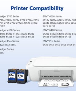 Alternative view of TECKKIN Remanufactured 67XL Black Ink Cartridge Replacement for HP Ink 67 67XL Ink Works for HP Envy 6000 6055 6055e 6400e 6455e Envy Pro 6455e 6455 6475 6452 6458 DeskJet 4155 2755e 2755 (2 Black)
