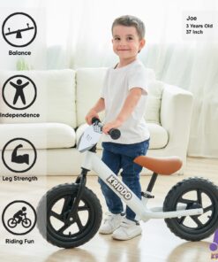 Alternative view of KRIDDO Toddler Balance Bike 2 Year Old, Age 24 Months to 5 Years Old, 12 Inch Push Bicycle with Customize Plate (3 Sets of Stickers Included), Steady Balancing, Gift Bike for 2-3 Boys Girls White