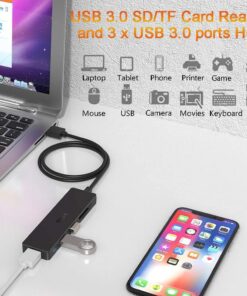 USB Hub 3.0 Splitter, TSUPY USB 3.0 Hub Multi USB Adapter Port Expander with 4ft Cable, SD/TF Card Reader & 3 USB 3.0 Ports Compatible for PC, Laptops, Surface Pro, MacBook, iMac Pro 4 FT 29 71ciregAZL