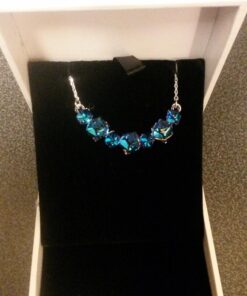 PLATO H Crystal Cube Curved Bar Necklace for Women with Gift Box Unique Dainty Jewelry Anniversary Mother's Day Gifts Blue 39 71ck6FeENVL